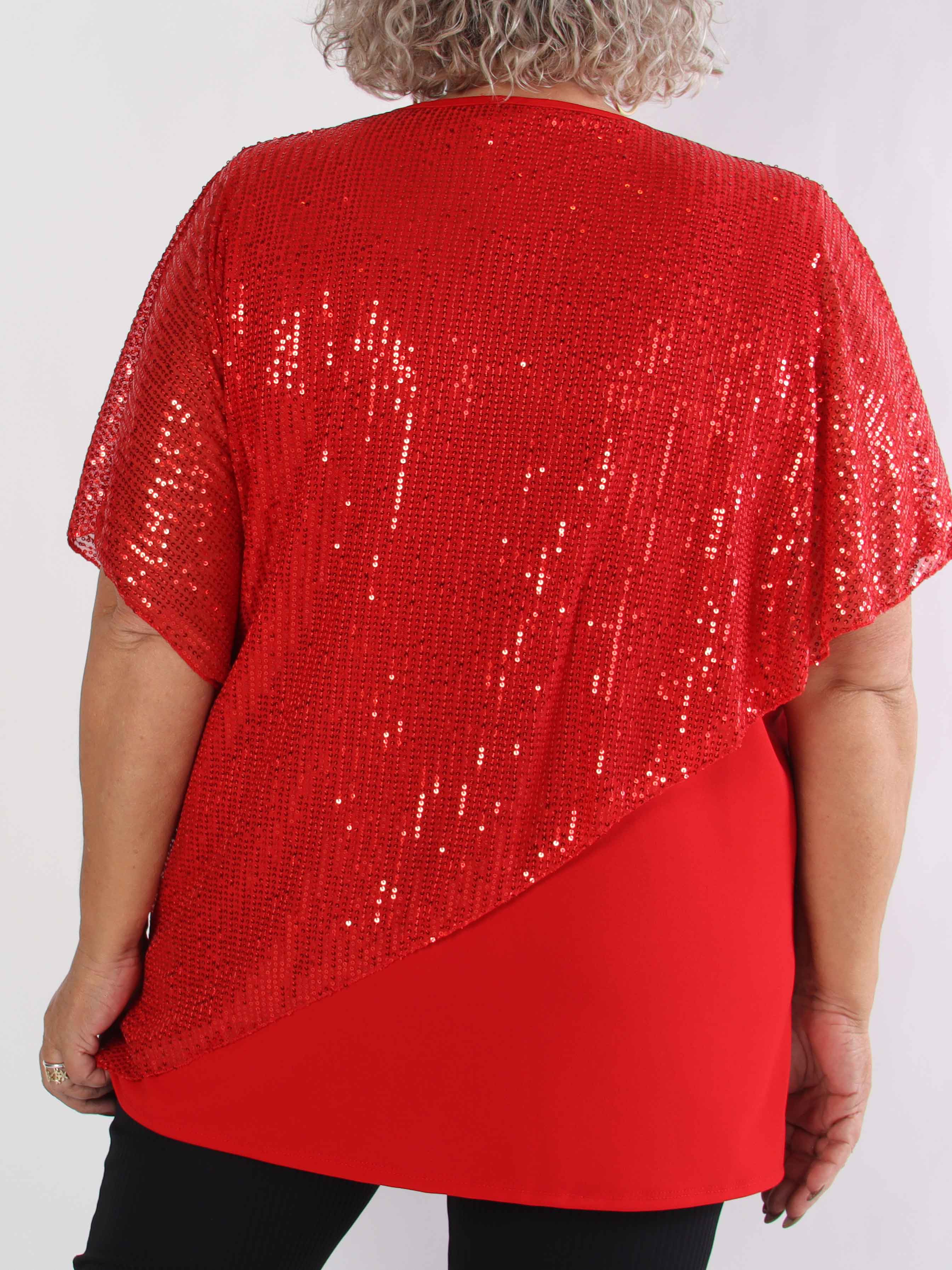 Aude - Plus size tunika med asymmetrisk pailletlag